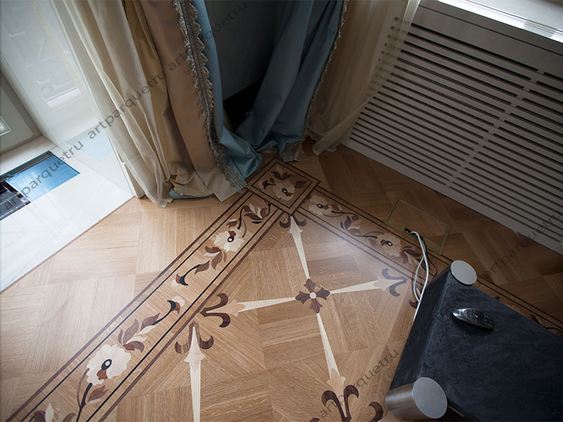Artistic wood flooring with border